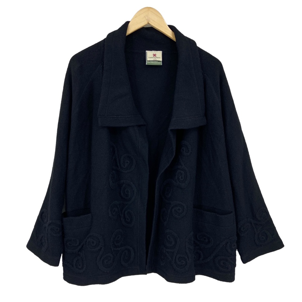 CARRAIGDONN Ireland 100% Pure Wool Open Cardigan Sweater